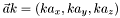 $ \vec{a} k = \left ( k a_x , k a_y , k a_z \right ) $